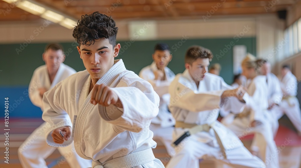 Karate Training Session with Young Athletes in White Uniforms | Intense Martial Arts Workout for Self-Defense, Fitness, and Team Building Karate Training Session with Young Athletes in White Uniforms | Intense Martial Arts Workout for Self-Defense, Fitness, and Team Building
