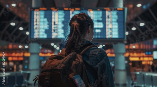 Woman Checking Flight Information
