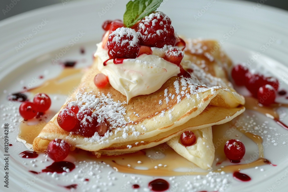 Appetizing pancakes with delicious cream Appetizing pancakes with delicious cream
