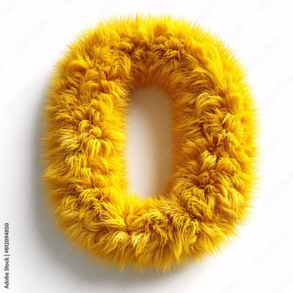 number 0 made of yellow fur number 0 made of yellow fur