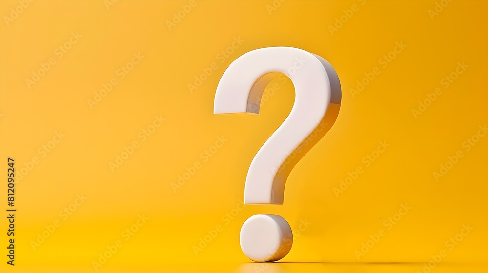 White Question Mark on a Bright Yellow Background. Simple Image representing Curiosity. Perfect for Queries, FAQs, and Illustrations. AI White Question Mark on a Bright Yellow Background. Simple Image representing Curiosity. Perfect for Queries, FAQs, and Illustrations. AI
