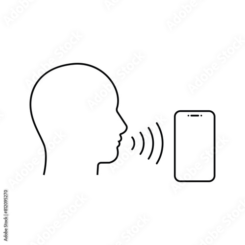 voice command with thin line head. stroke flat style trendy modern logotype graphic line art design art isolated on white background. concept of girl or boy