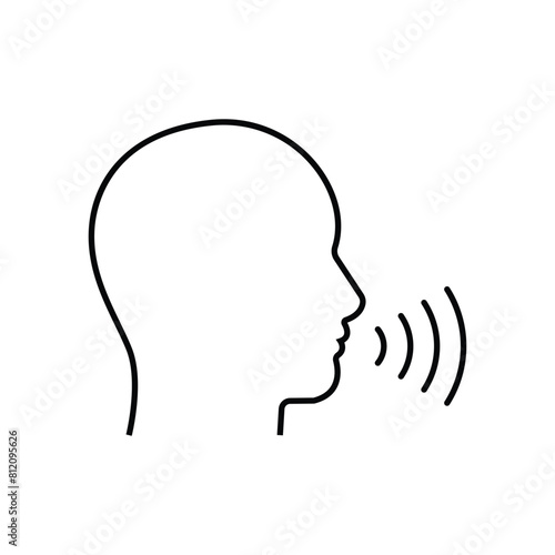 thin line head like voice command. concept of girl or boy singing or speaking and control technology. stroke flat style trendy modern logotype graphic line