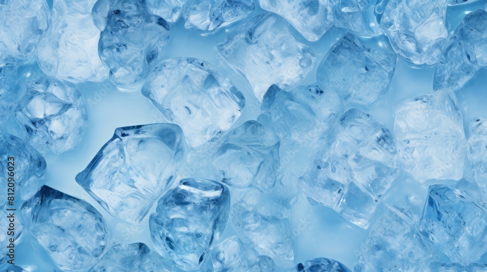 Crystal clear ice cubes as background, top view Crystal clear ice cubes as background, top view