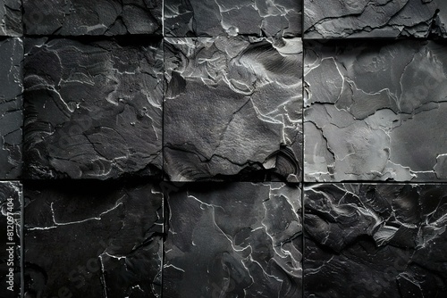 Illustration of dark grey and white black slate concrete tiles for office rooms and dining rooms matt