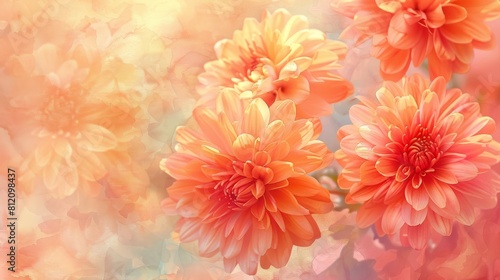 On the watercolor backdrop, chrysanthemums bloom in a riot of color, embodying longevity and happiness, their majestic beauty filling the scene with an infectious sense of joyous vitality. © BlockAI