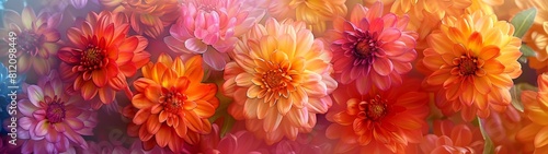 Chrysanthemums explode with color on the watercolor canvas  symbolizing longevity and happiness  their vibrant presence infusing the scene with an exhilarating energy of joy.