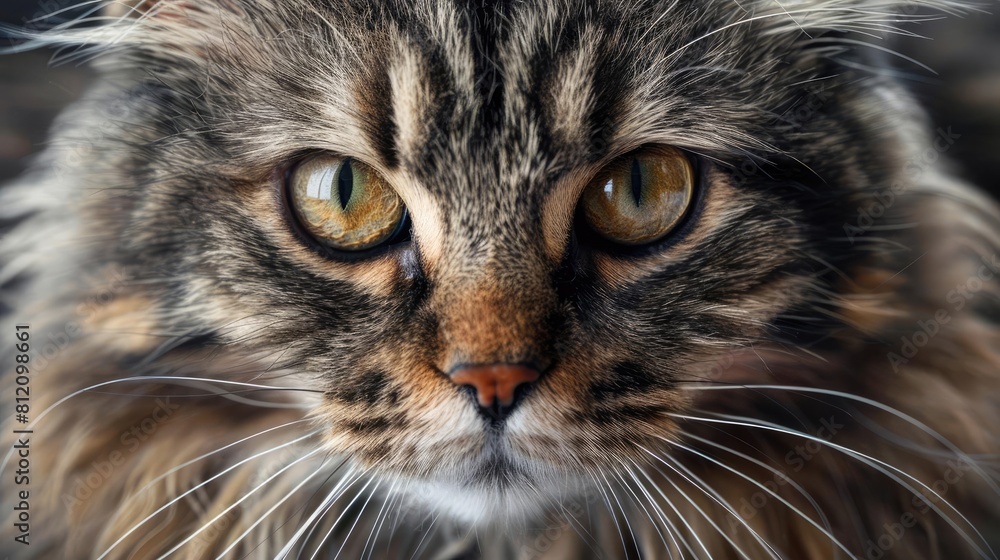 A closeup of a fluffy cat with big, expressive eyes A closeup of a fluffy cat with big, expressive eyes