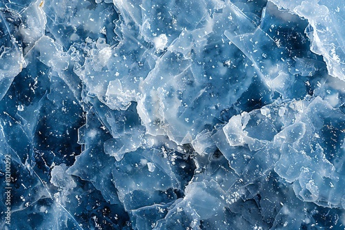 Digital image of close view of a blue, snow covered frozen surface