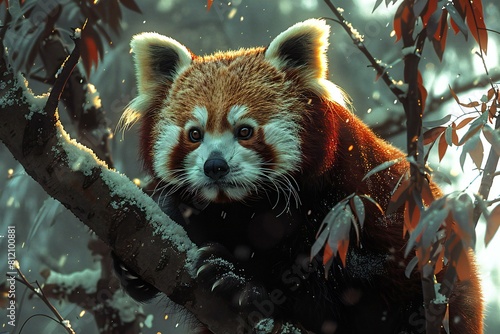 Red panda in the forest,  The Red Panda (Ailurus fulgens) photo