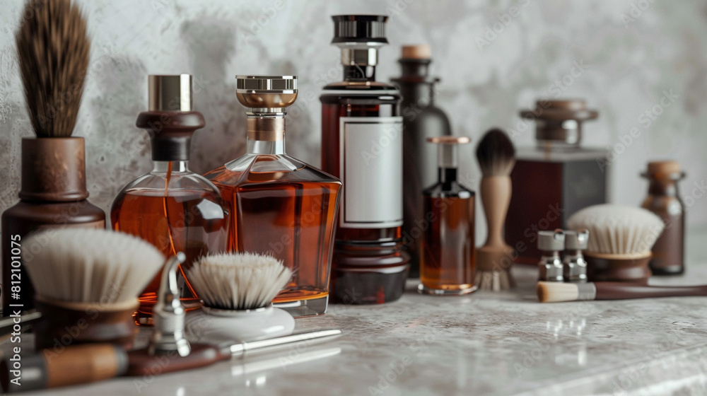Elevate Your Routine: Opulent Grooming Essentials on Polished Marble Elevate Your Routine: Opulent Grooming Essentials on Polished Marble