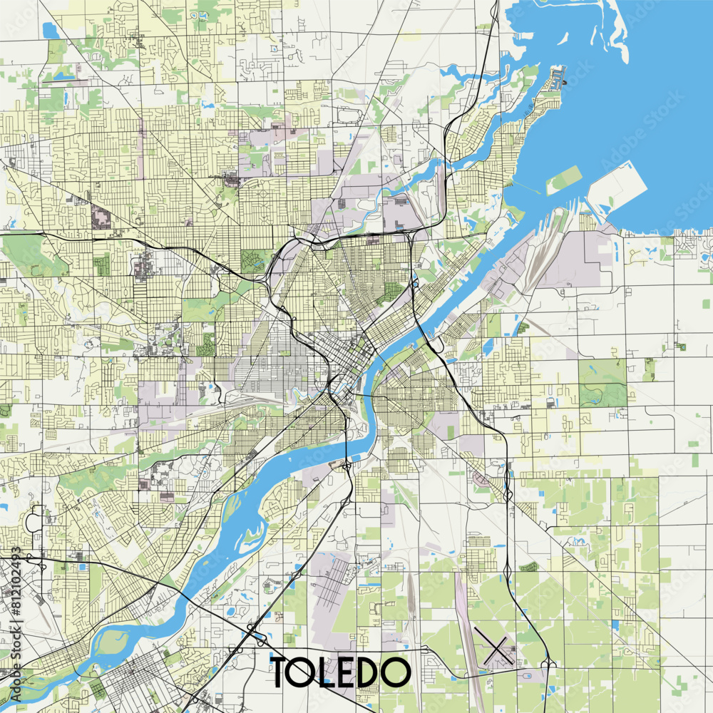 Fototapeta premium Toledo, Ohio, USA map poster