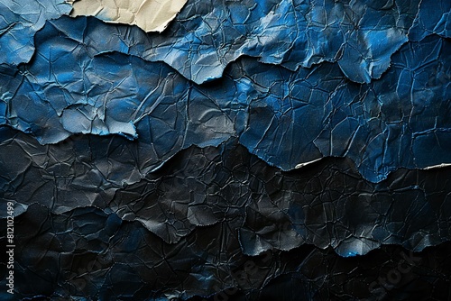 Digital artwork of  black, dark and blue textured wall, high quality, high resolution