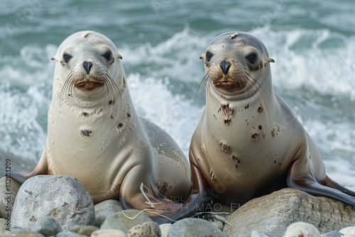 Sea lions on the coast of the Atlantic Ocean, Namibia
