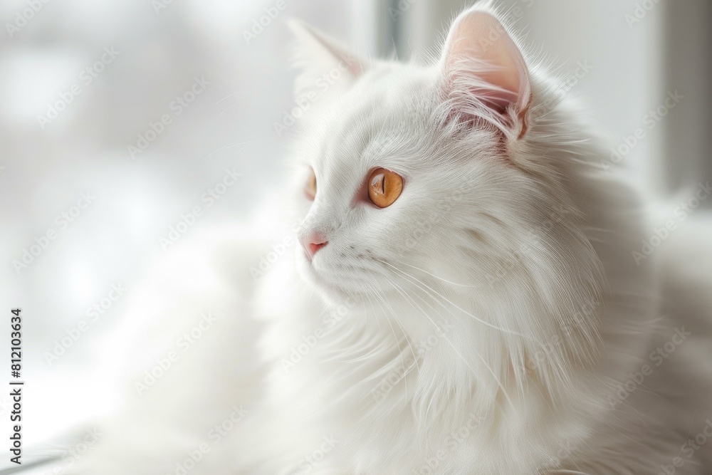 Exquisite Albino female cat. Young girl. Generate Ai