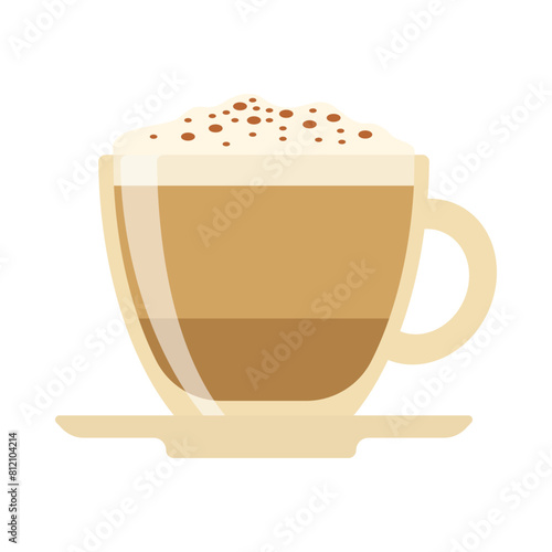 Hot and cold coffee beverage. Different types of drinks set. Espresso, americano cup, cappuccino and latte in paper mug, iced macchiato in glass. Flat vector illustrations isolated on white background