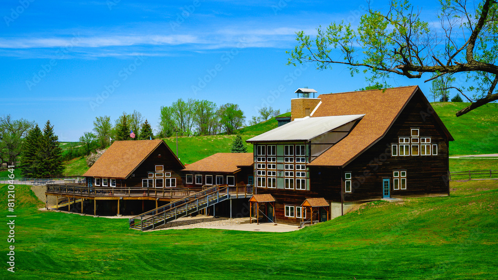 Tranquil Vibrant Springtime Landscape at Great Bear Ski Valley in South Dakota, USA, landmark geological hill and valley sites formed by glacial deposit Tranquil Vibrant Springtime Landscape at Great Bear Ski Valley in South Dakota, USA, landmark geological hill and valley sites formed by glacial deposit