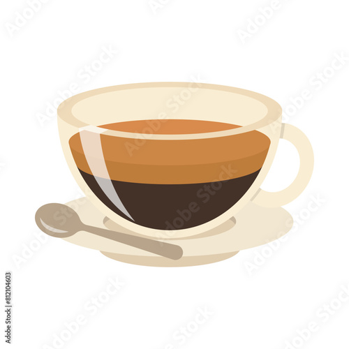 Hot and cold coffee beverage. Different types of drinks set. Espresso, americano cup, cappuccino and latte in paper mug, iced macchiato in glass. Flat vector illustrations isolated on white background