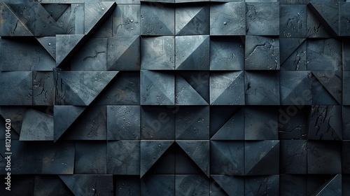 Wallpaper Mural Polished, Semigloss Wall background with tiles. Triangular, tile Wallpaper with 3D, Black blocks. 3D Render Torontodigital.ca