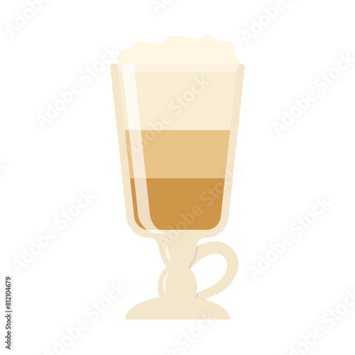 Hot and cold coffee beverage. Different types of drinks set. Espresso, americano cup, cappuccino and latte in paper mug, iced macchiato in glass. Flat vector illustrations isolated on white background