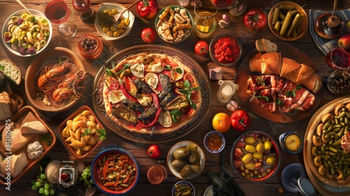 Varied Spread of Mexican Tapas on Table