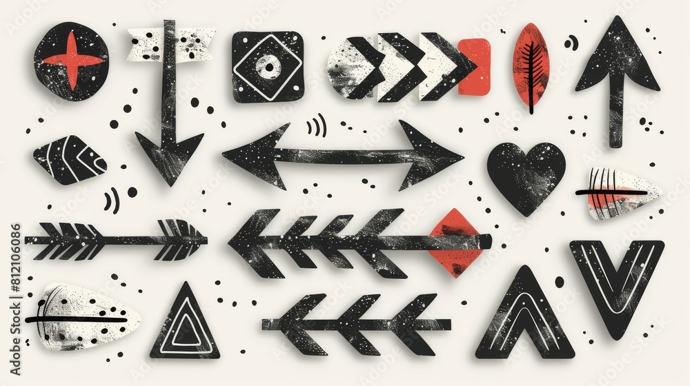 Doodle style modern illustration with hand drawn arrow lines on a white ...