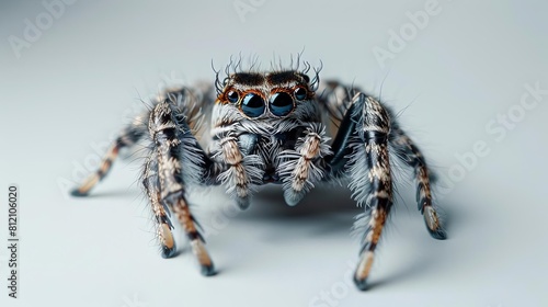 adorable fuzzy spider isolated on clean white background cute arachnid closeup studio photography