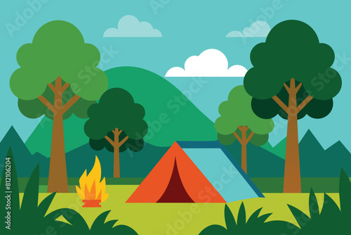 Camping In The Jungle Illustration design