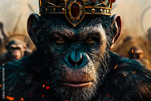Portrait d'un singe portant une couronne © Concept Photo Studio