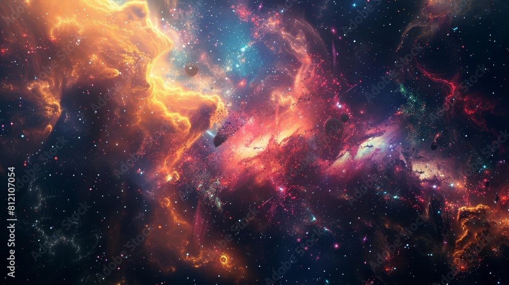 aweinspiring exploding nebula with vivid colors and twinkling galaxies vast outer space background digital art