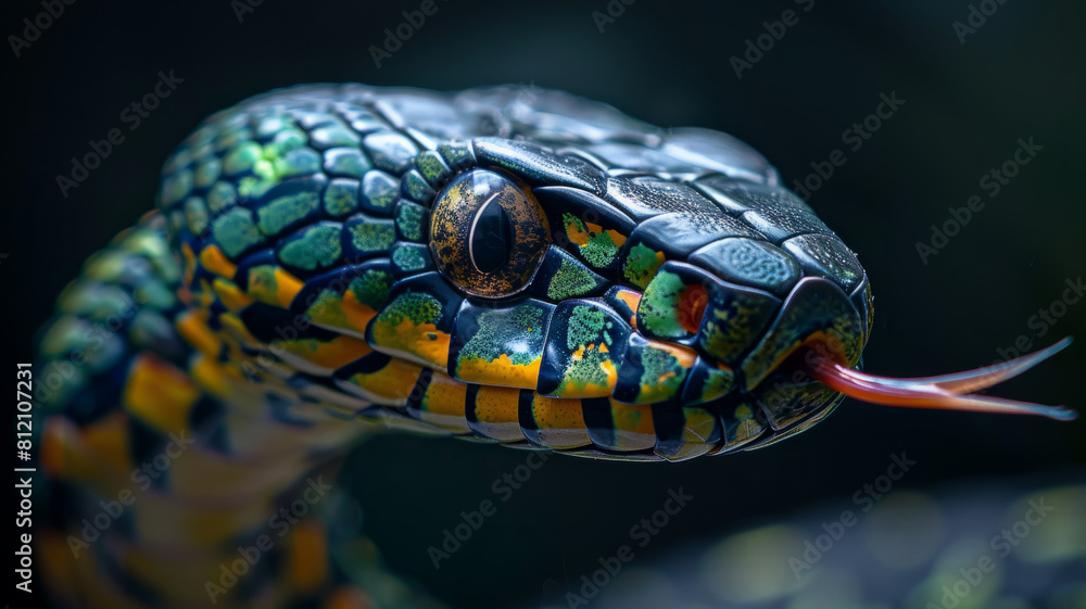 Close-up of a colorful snake Close-up of a colorful snake