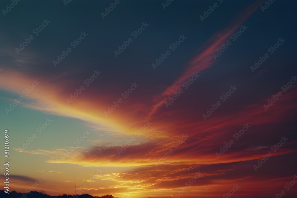 Colorful cloudy sky at sunset. Gradient color. Sky texture. Abstract nature background. Generative AI 
