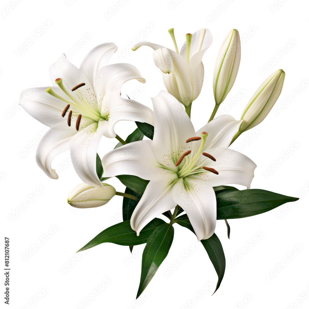 Fototapeta premium White lilies are the symbol of purity, they are also known for their beauty and fragrance.