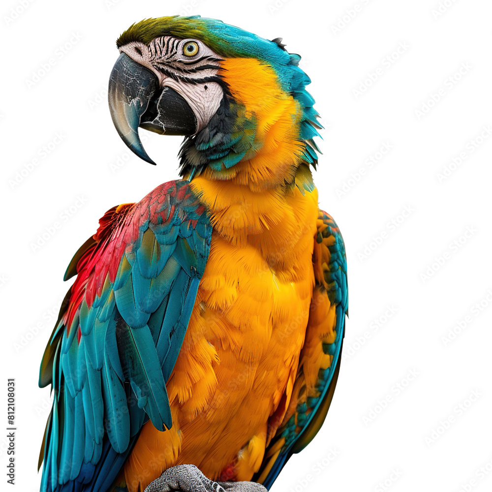 Fototapeta premium Colourful macaw on white background,png