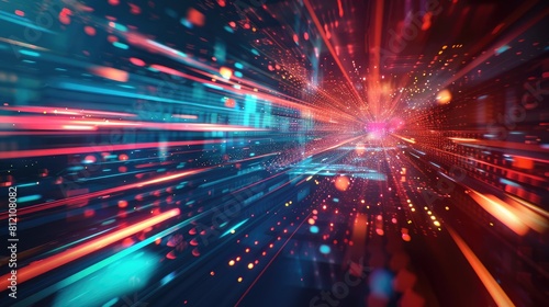 An American football player in a red uniform with helmet, on a blurred stadium background, sport banner