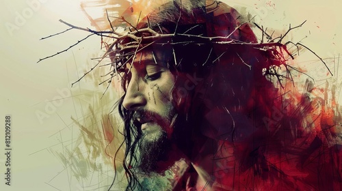 crown of thorns reverential portrait of jesus christ with thorn crown christmas themed digital painting