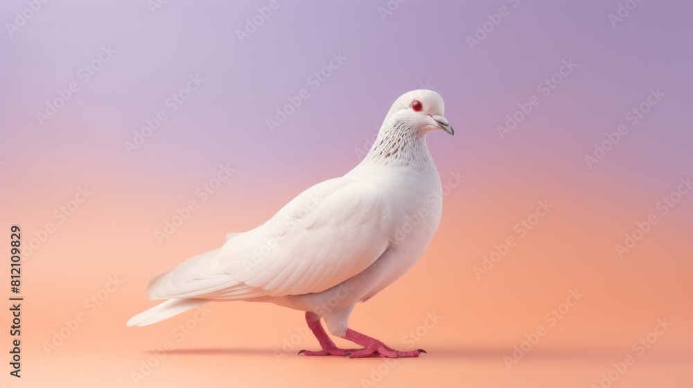 the white pigeon on the Iridescent background, 3d model the white pigeon on the Iridescent background, 3d model