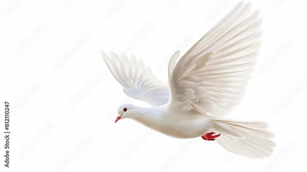 Obraz premium divine messenger flying white dove symbolizing the holy spirit isolated on white digital illustration