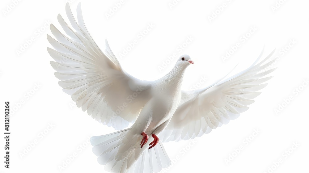 Obraz premium divine messenger flying white dove symbolizing the holy spirit isolated on white digital illustration