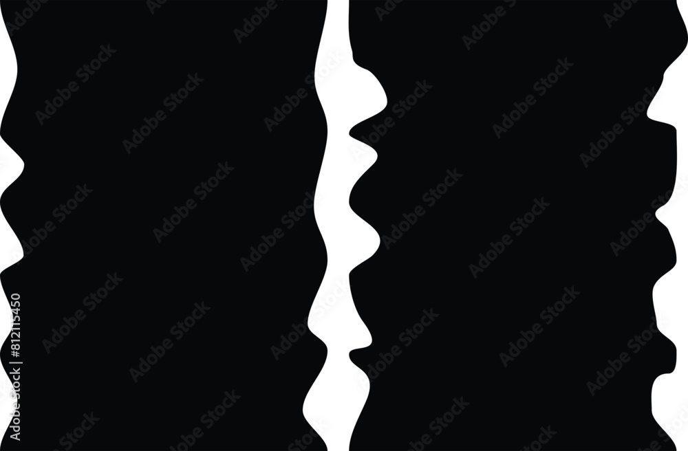 Set of jagged rectangle shape black ripped paper sheet with scratch grunge frame Set of jagged rectangle shape black ripped paper sheet with scratch grunge frame