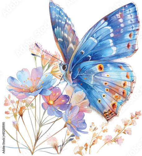 Butterfly with Flower Clipart