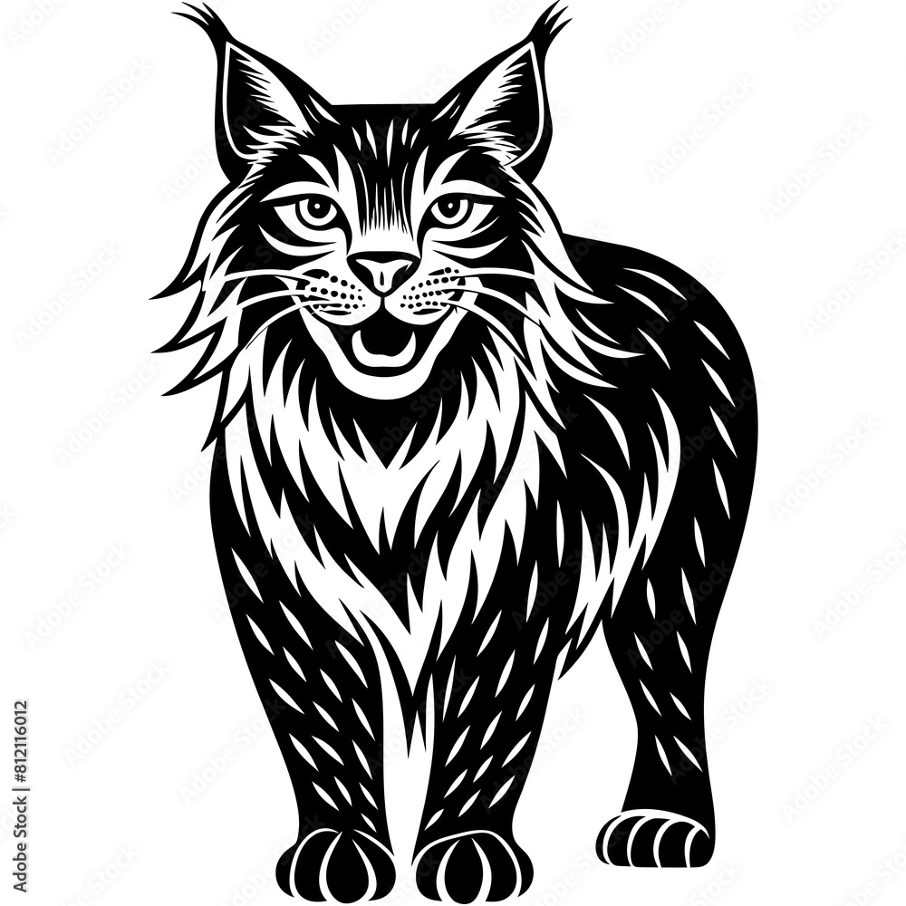 a-happy-lynx-silhouette-vector-style-on-white-back a-happy-lynx-silhouette-vector-style-on-white-back