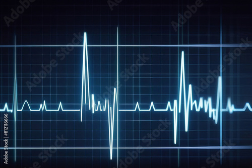 electrocardiogram (ECG) display showing a heartbeat blue color. Perfect for illustrating medical diagnostics, heart health, and the integration of technology in healthcare