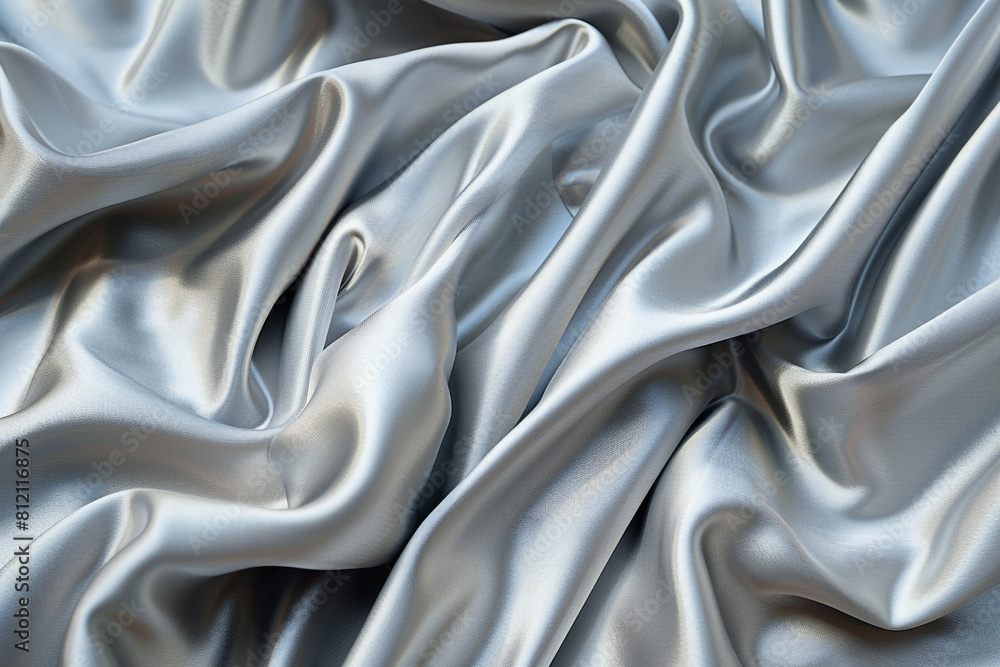 Background of a silver fabric with folds Background of a silver fabric with folds