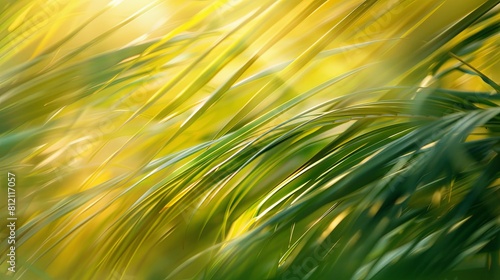 Abstract image of grass field with blurred background in yellow and green colors.