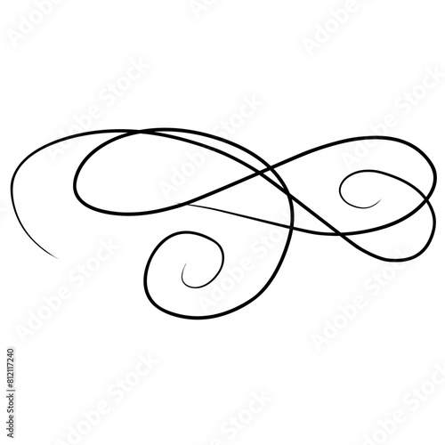 Vintage swirl ornament, line style Hand drawn vector ilustration
