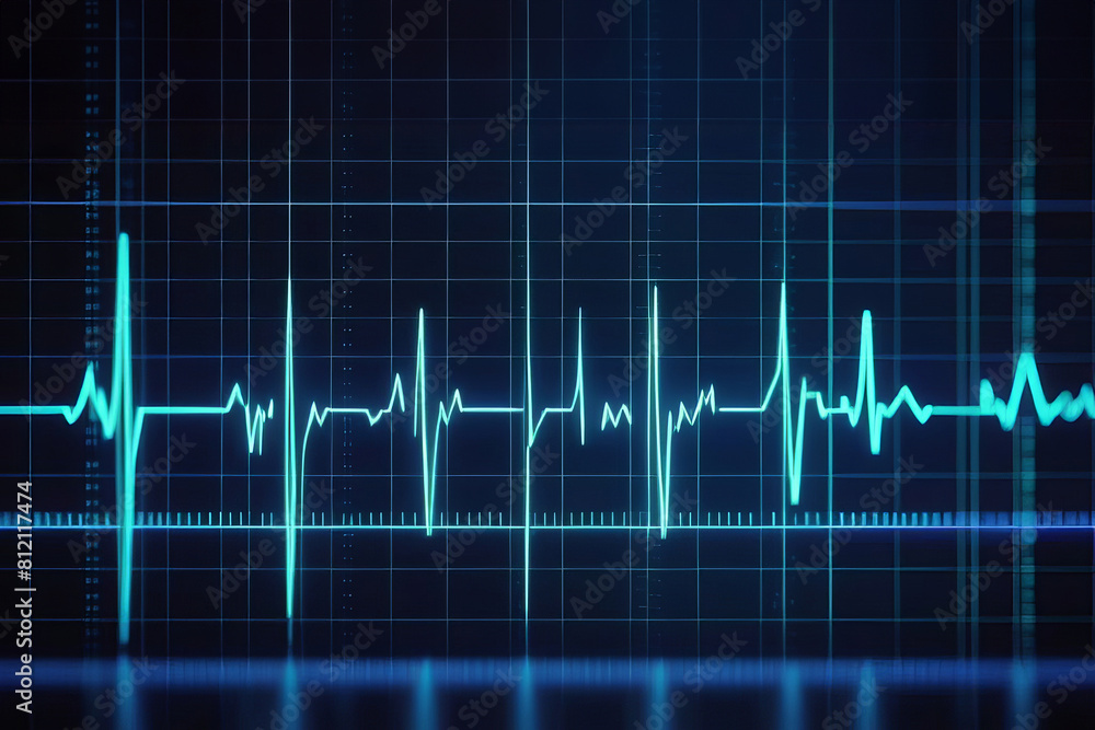 electrocardiogram (ECG) display showing a heartbeat blue color. Perfect for illustrating medical diagnostics, heart health, and the integration of technology in healthcare electrocardiogram (ECG) display showing a heartbeat blue color. Perfect for illustrating medical diagnostics, heart health, and the integration of technology in healthcare