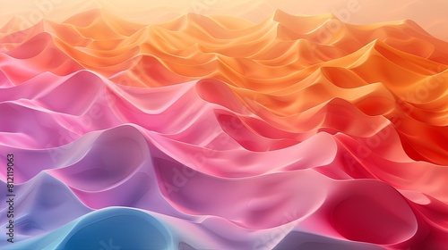 The image is a colorful abstract background with a wavy pattern