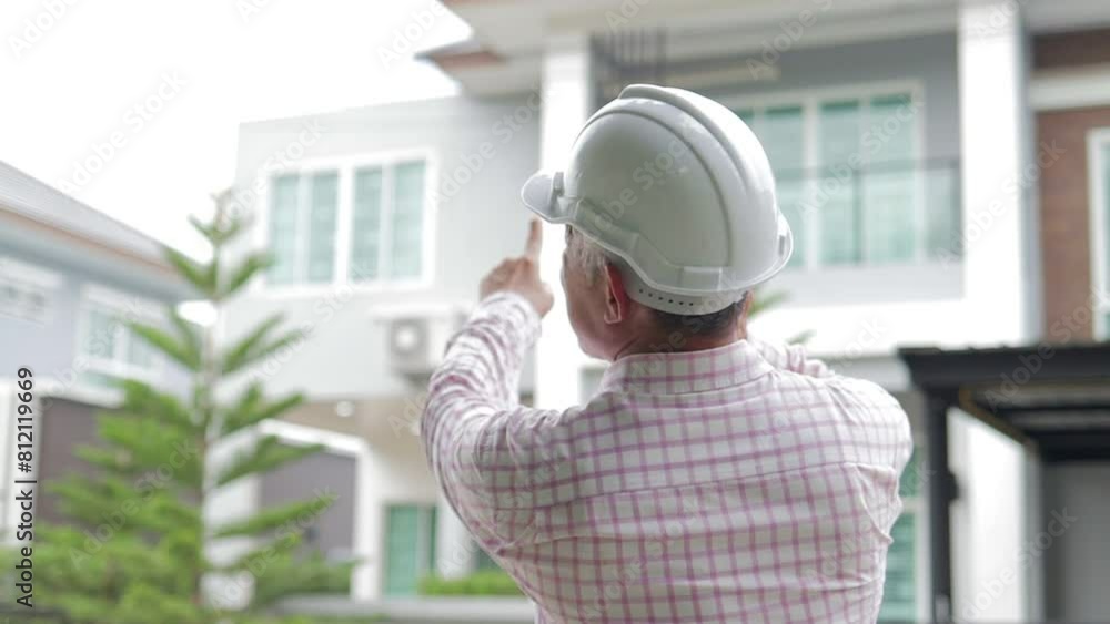 Engineer or home construction contractor The house is being checked for completeness in order to deliver it to the owner. Engineer or home construction contractor The house is being checked for completeness in order to deliver it to the owner.