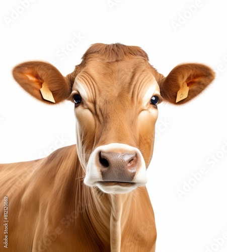 A brown cow with white background. © VISUAL BACKGROUND